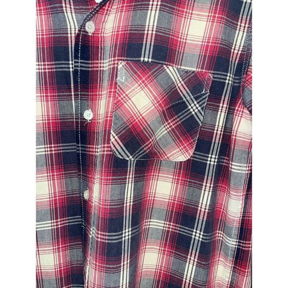 Current Elliott The Perfect School Shirt Red Revival Plaid Studded - Picture 3 of 6